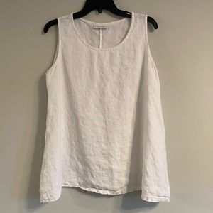Bryn Walker 100% Linen Flowy White Tank Top Blouse - Made in the USA